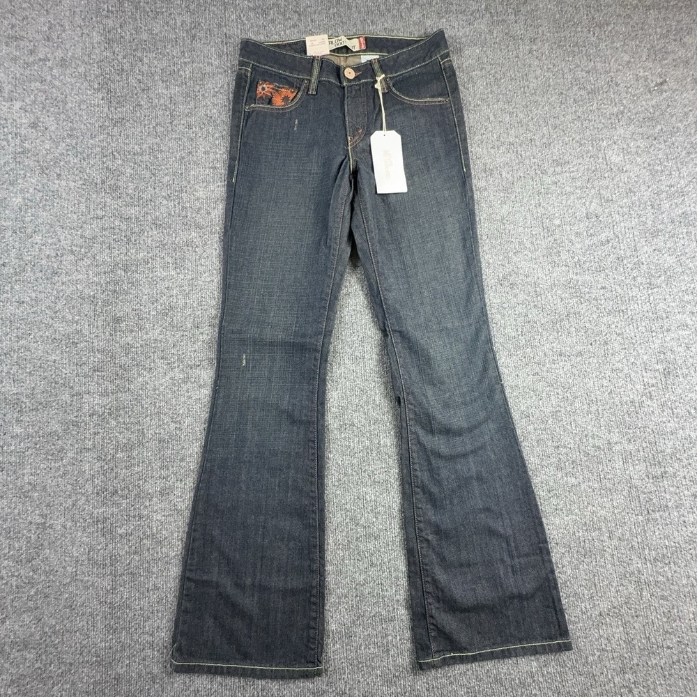 Levi's 518 Superlow Bootcut Jeans Juniors 3 Dark Wash Embroidered Y2K 880688-000